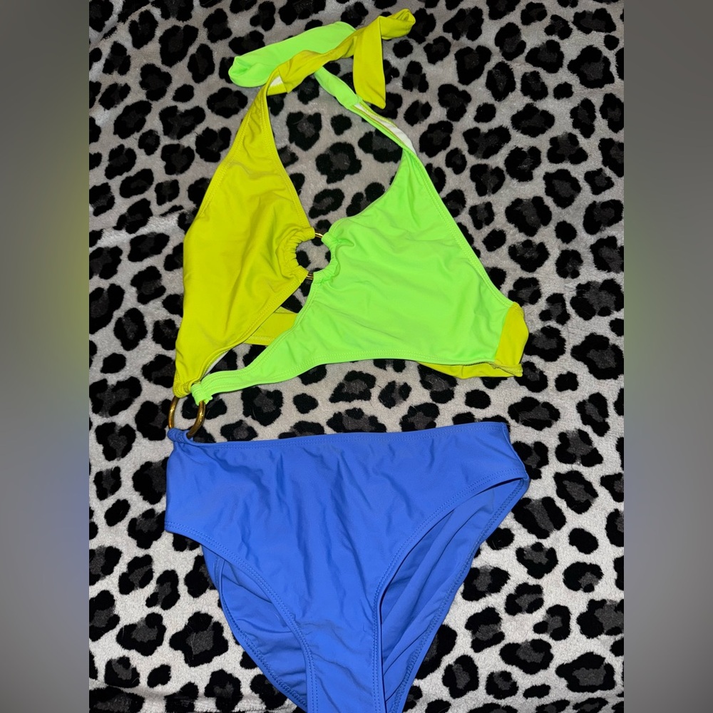 Neon Yellow and Blue Swimsuit